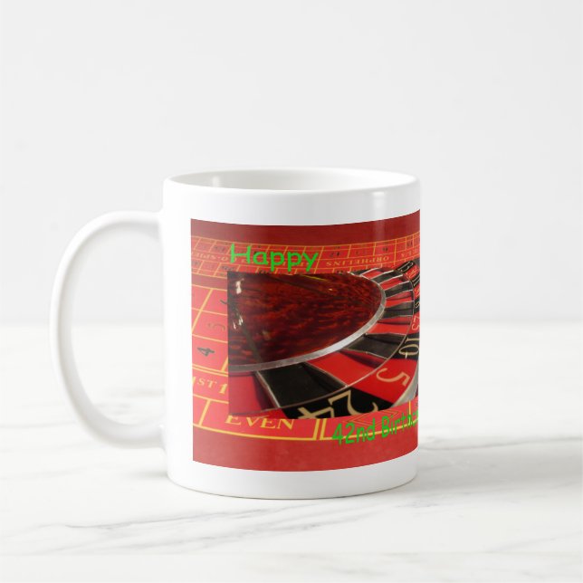 Roulette Wheel Lycklig 42:a födelsedagen Kaffemugg (Vänster)