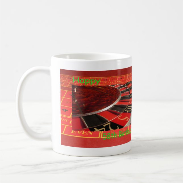 Roulette Wheel Lycklig 58:e födelsedagen Kaffemugg (Vänster)