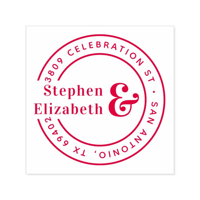 Round Ampersand Bröllop Returadress Självfärgande Stämpel (Design)