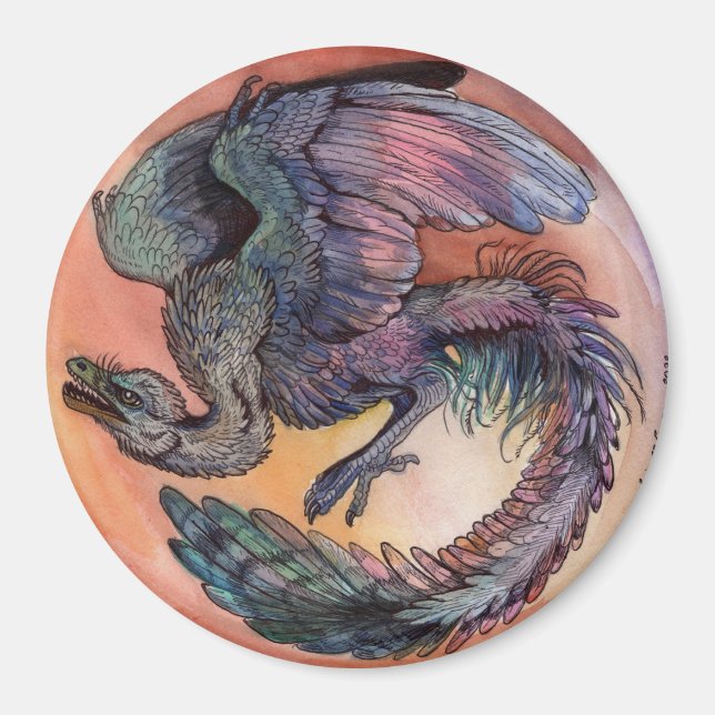 Round Archaeopteryx Magnet (Framsidan)