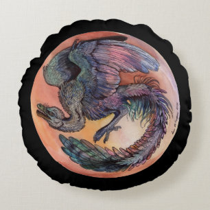 Round Archaeopteryx Pillow Rund Kudde