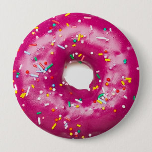 Round Badge - Bright Rosa Doughnut Knapp