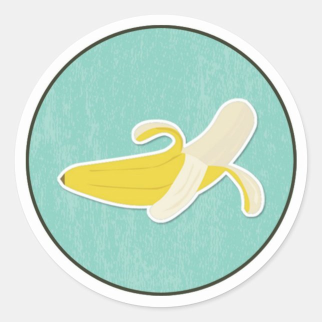 Round Banana Sticker Runt Klistermärke (Framsida)