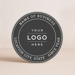 Round Black Anpassningsbar Business Logotyp Brande Underlägg