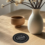 Round Black Anpassningsbar Business Logotyp Brande Underlägg Papper Rund<br><div class="desc">En anpassningsbar med professionell som märks underlägg för dina affärsfunktioner din logotyp designavbildning utskriven på en rund papper underlägg. Lägg bara till logotypen i ställe på den vita platshållarbilden. Andra formuleringar som slogan eller webbplats kan också läggas till genom anpassning. Den svarta bakgrunden kan också anpassas. Kontakta designern för ytterligare...</div>