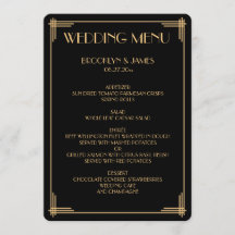 Round Black Underbar Gatsby Art Deco Bröllop Menu