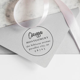 Round Boho Modern Custom Name & Returadress Självfärgande Stämpel