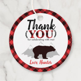 Round Buffalo Play Bear Lumberjack Birthday Gåvor Etiketter