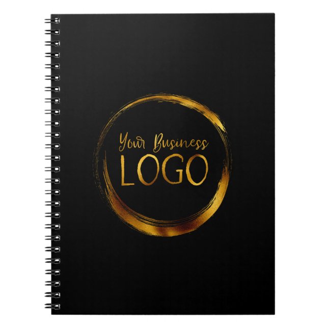 Round Business Logotyp på Black Promo Anteckningsbok (Framsidan)