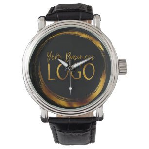 Round Business Logotyp på Black Promo Armbandsur