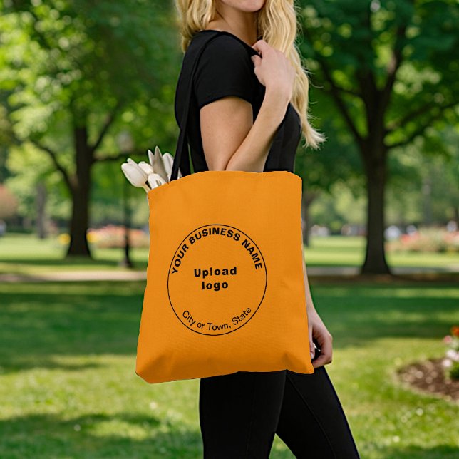 Round Business Varumärke | Orange Tote Bag Tygkasse (Skapare uppladdad)