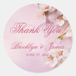 Round Cherry Blommar Elegant bröllop Stickers Runt Klistermärke