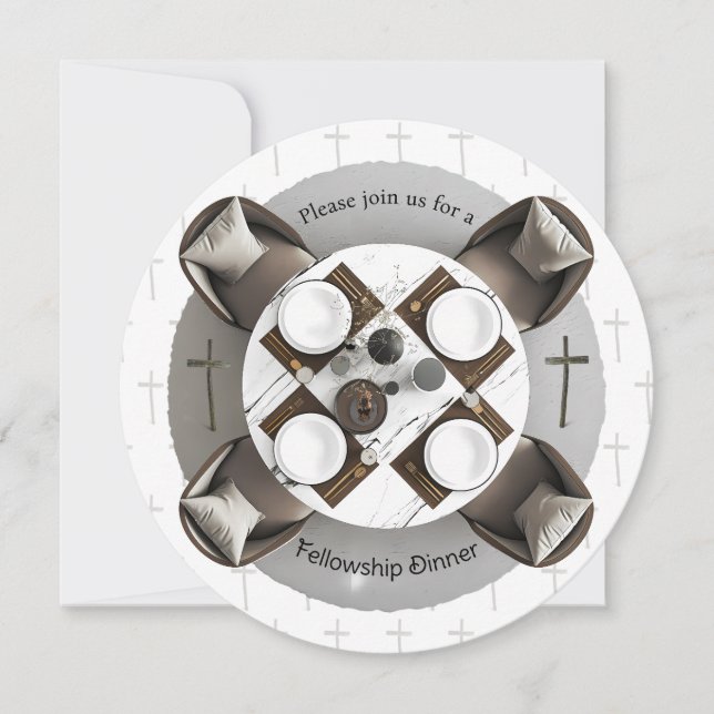 Round Christian Fellowship Dinner Invitation Inbjudningar (Framsida)