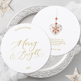 Round Christmas Card with Gold Script Inbjudningar