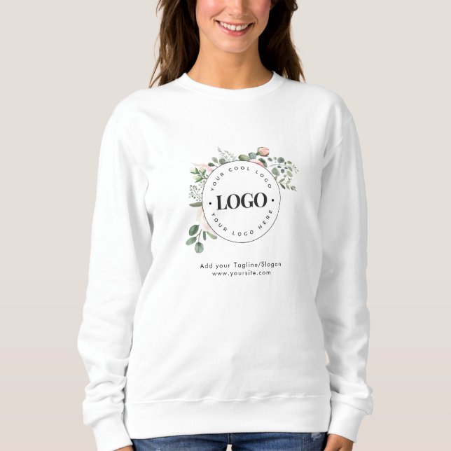 Round Circle Anpassningsbar Company Logotyp Blommi T Shirt (Framsida)