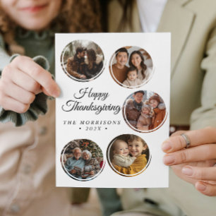 Round Collage 4 Foton Happy thanksgiving Julkort