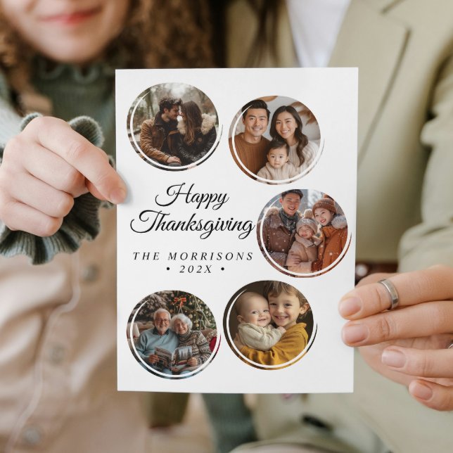 Round Collage 4 Foton Happy thanksgiving Julkort (Skapare uppladdad)