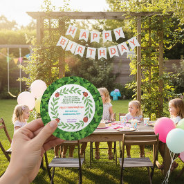 Round Custom Photo & Leaf Birthday Invitation Julkort