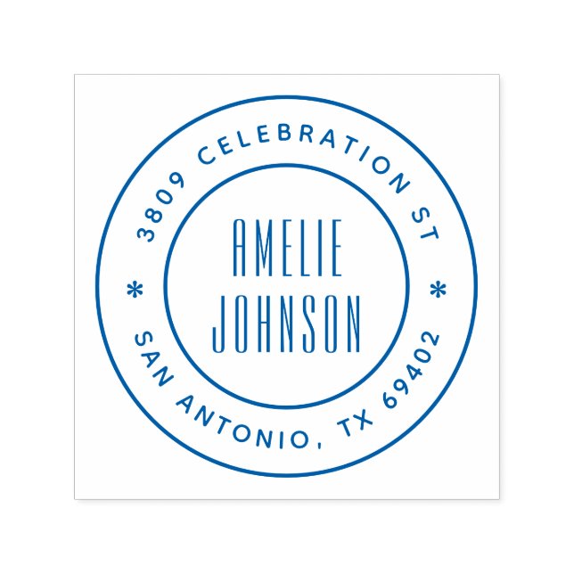 Round Deco Typography Namn Returadress Självfärgande Stämpel (Design)