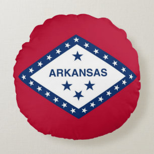Round Dekorativ kudde med flagga Arkansas, USA