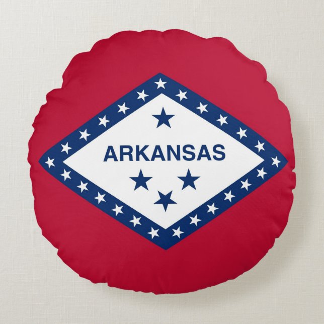 Round Dekorativ kudde med flagga Arkansas, USA (Framsidan)
