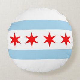 Round Dekorativ kudde med flagga av Chicago, Illin