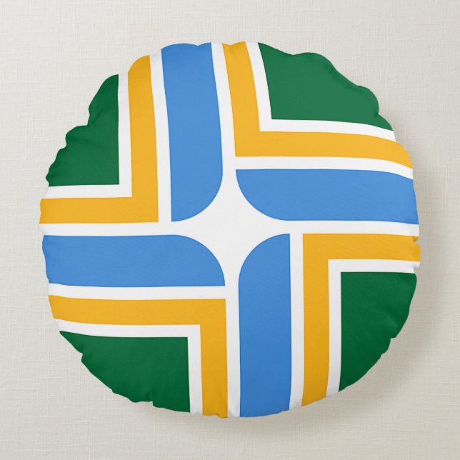 Round Dekorativ kudde med flagga av Portland, USA (Framsidan)