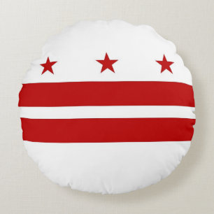 Round Dekorativ kudde med flagga av Washington DC,