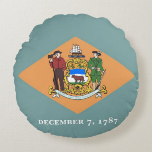 Round Dekorativ kudde med flagga Delaware i USA