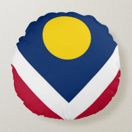 Round Dekorativ kudde med flagga Denver, USA