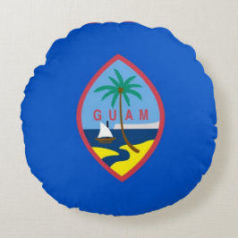 Round Dekorativ kudde med flagga Guam, USA