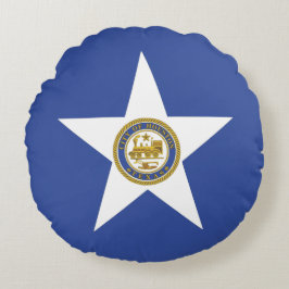 Round Dekorativ kudde med flagga Houston USA