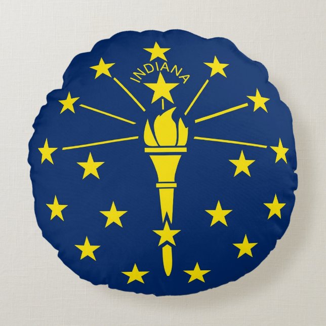 Round Dekorativ kudde med flagga Indiana, Förenta  (Framsidan)
