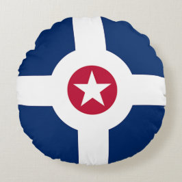 Round Dekorativ kudde med flagga Indianapolis, USA