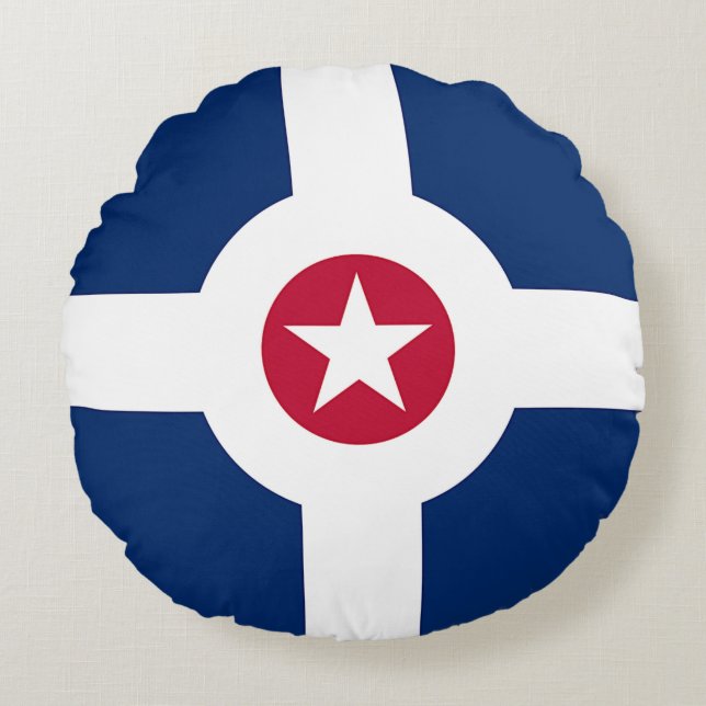 Round Dekorativ kudde med flagga Indianapolis, USA (Framsidan)