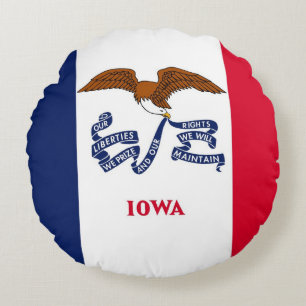 Round Dekorativ kudde med flagga Iowa, USA