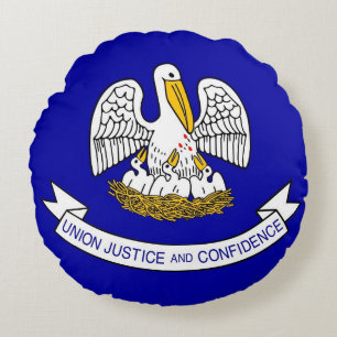 Round Dekorativ kudde med flagga Louisiana, USA