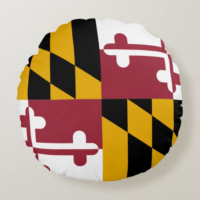 Round Dekorativ kudde med flagga Maryland, USA (Framsidan)