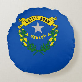 Round Dekorativ kudde med flagga Nevada, USA