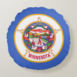 Round Dekorativ kudde med flagga of Minnesota, USA