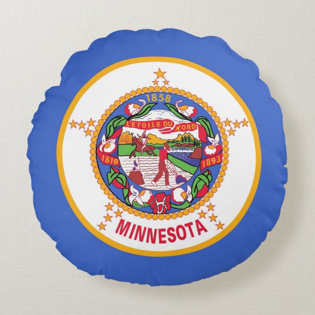 Round Dekorativ kudde med flagga of Minnesota, USA (Framsidan)