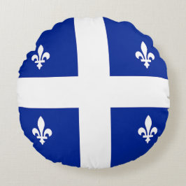 Round Dekorativ kudde med flagga of Quebec, Kanada