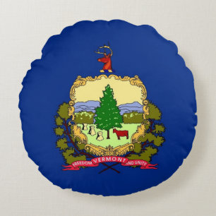 Round Dekorativ kudde med flagga of Vermont, USA