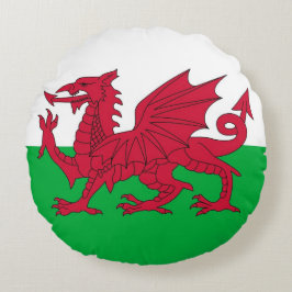 Round Dekorativ kudde med flagga of Wales, Förenad