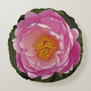 ROUND DEKORATIV KUDDE/ ROSA PEONY RUND KUDDE