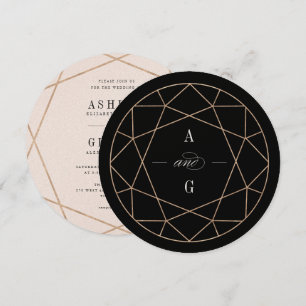 Round Diamond Gemstone Geometric Elegant bröllop Inbjudningar