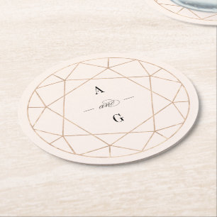 Round Diamond Gemstone Geometric Snyggt Bröllop Underlägg Papper Rund