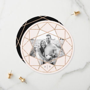 Round Diamond Geometric Gemstone Bröllop Photo Spara Datumet