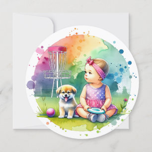 Round Disk Golf themed Girl's Baby Shower Inbjudningar