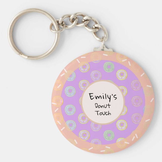Round Donut Touch Lila Keychain Nyckelring (Framsidan)